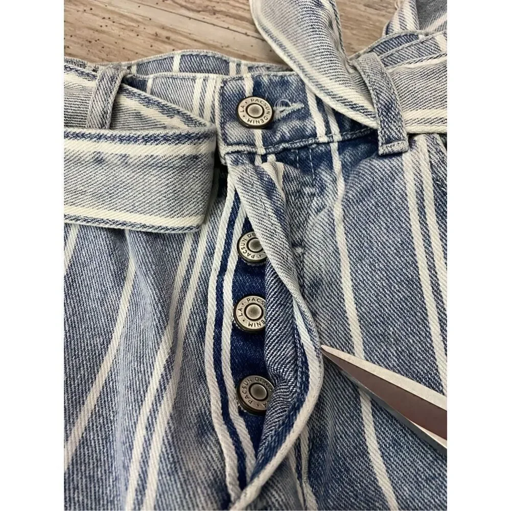 Pacsun Pinstripe High Rise Straight Leg Buttonfly Jeans Sz 25